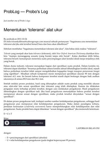Jelaskan Toleransi Perbedaan Nilai Hasil Pengukuran Akibat Keterbatasan Alat Ukur